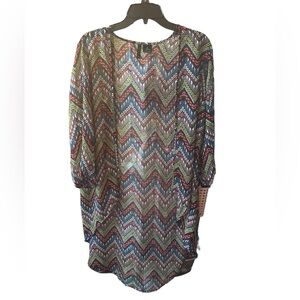 New Directions sheer kimono Sz S 3/4 sleeve rounded edges